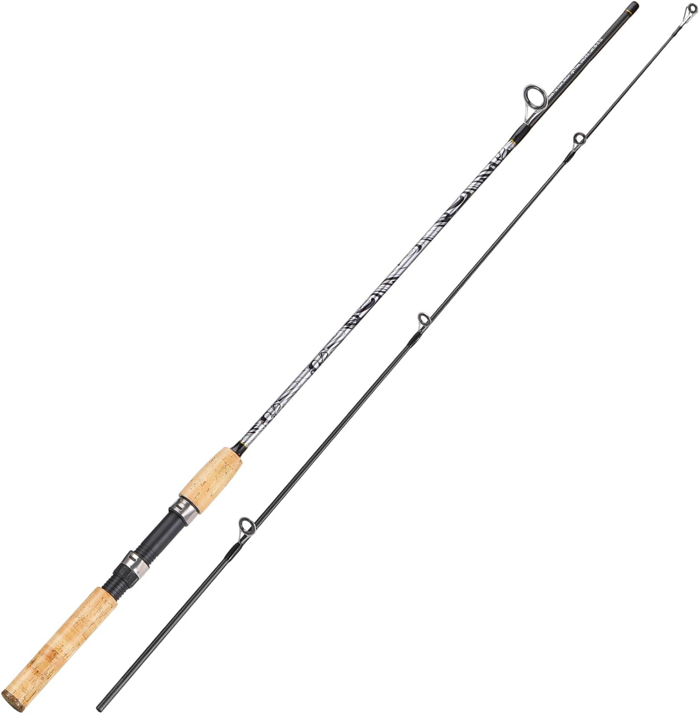 Carbon and Glass Composite Spinning and Casting Fishing Rod with Stainless Steel Guides for Bass Trout Panfish and Catfish