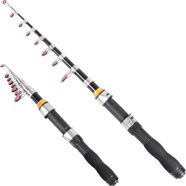 Telescopic Collapsible Fishing Rod Extendable Lightweight Compact Fishing Pole for Freshwater and Saltwater Use