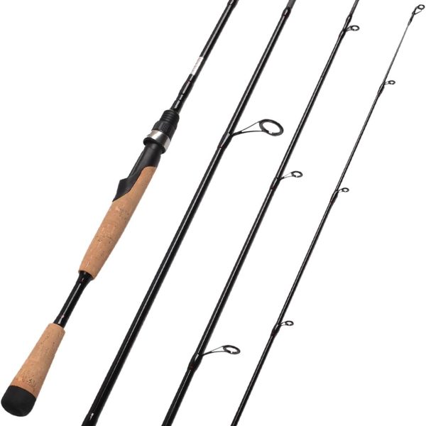 Portable Travel Spinning Fishing Rod Lightweight Carbon Construction Compact Two Piece Rod for Outdoor Fishing