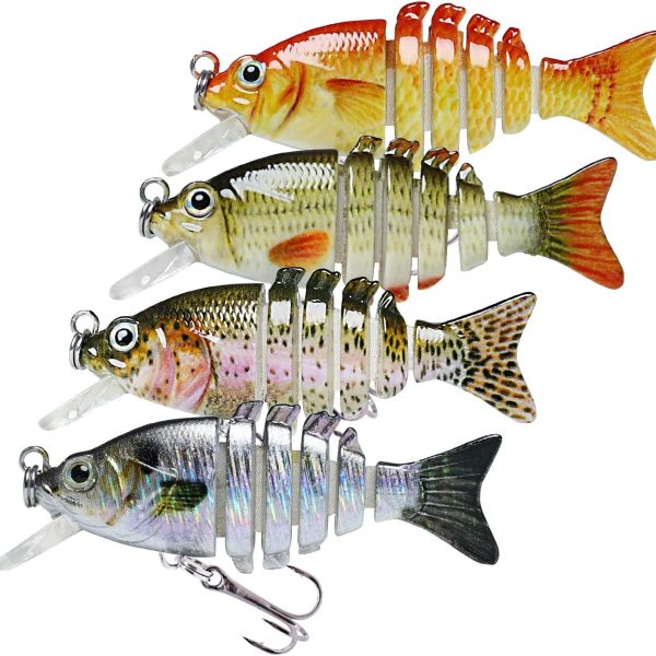 Jointed Soft Swimbait Lures with Rattling, Wiggling and Vibrating Action for Freshwater Fishing