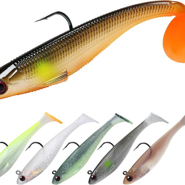 Soft Pre-Rigged Swimbaits with Sinking Vibrating Action for Freshwater and Saltwater Fishing
